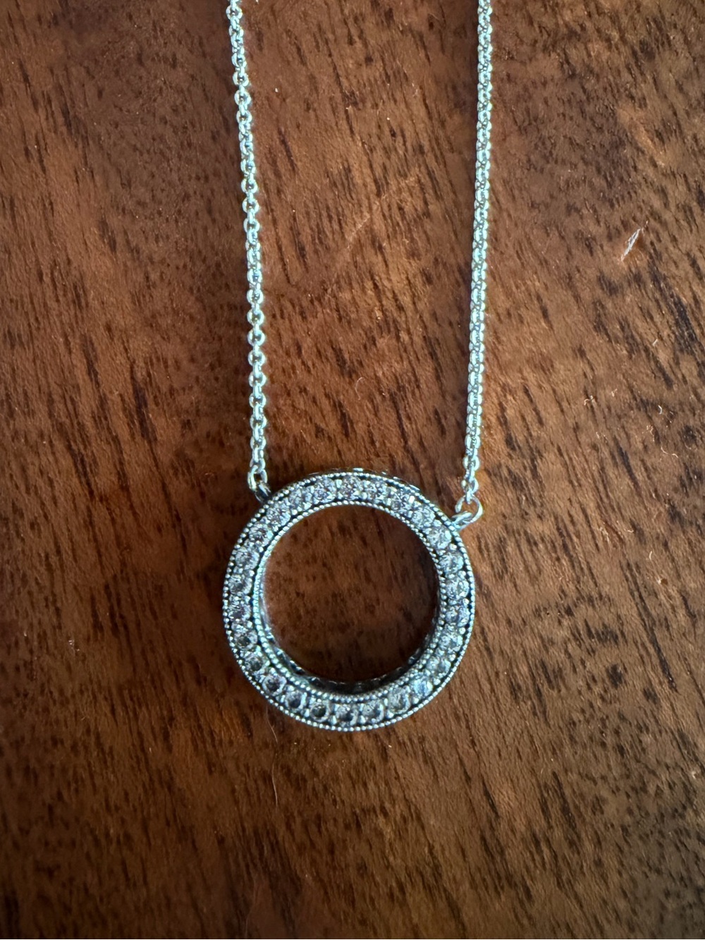 Pandora Silver Crystal Circle Necklace - White